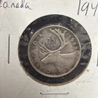 1943 Canada 25 Cents  Quarter George VI Silver