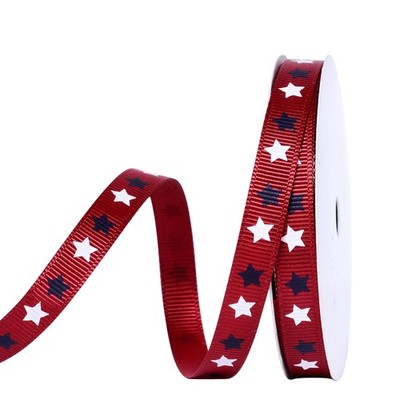 YAMA Patriotic Ribbon, Red White Navy Blue Grosgrain 3/8 Inch, Red/White/Navy
