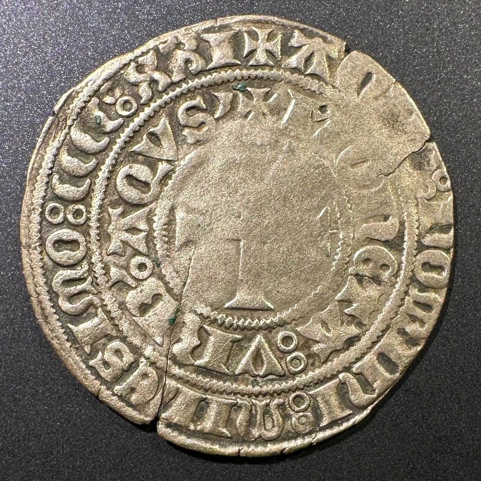 1421 Aachen Germany Groschen Tournois Charlemagne Bust Rare Early Dated Coin - Image 2 of 2