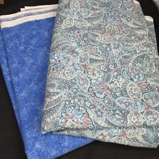 VTG Peter Pan Fabrics Cotton Quilt - Blue/Green Floral Paisley - Blue Spray Time