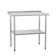 ​​Stainless Steel Table 24" x 36" with Adjustable Undershelf and Backsplash, ...