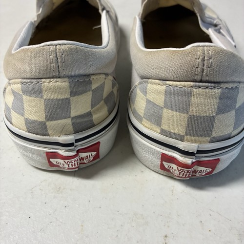 Woman’s Sz 7 Blue/Gray Off White VANS Asher Checkerboard Sk8 Slip On Classic - Picture 2 of 11