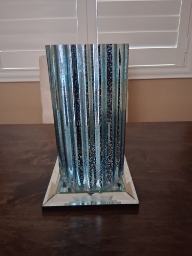 12" Oversized Chambray Fluted Mercury Glass Hurricane by Valerie Parr Hill
