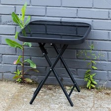 Folding Side Table Glass Top Small Side Stool Drink Coffee Garden Home Furniture