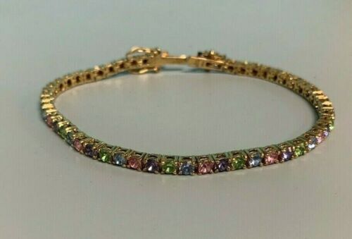 Vintage Gold Tone Mesh Rhinestone Bracelet Elegant 6” Bridal  display picture 2