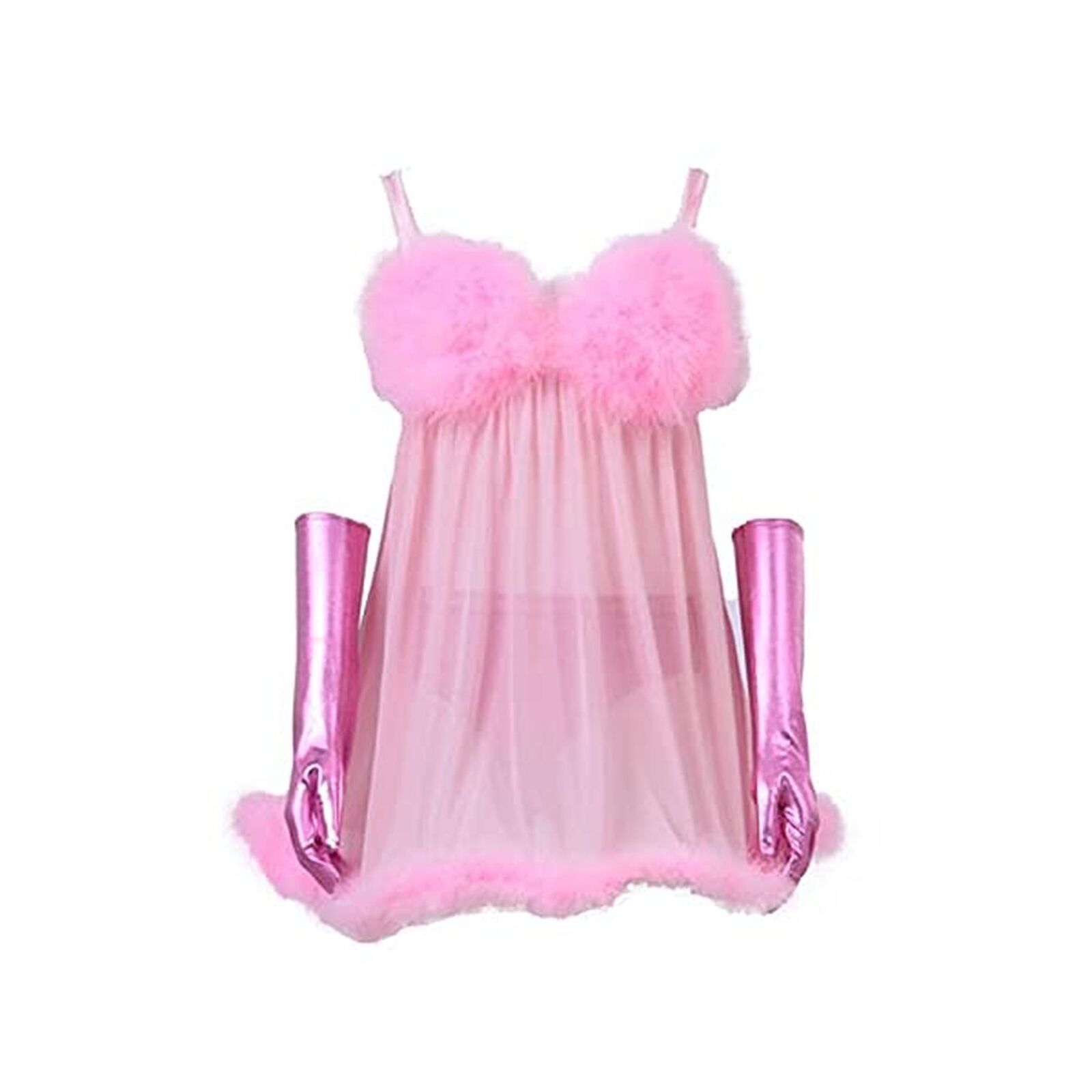 Fembot Costume Dress Outfit Pink Negligees Sexy for Women Adult Medium