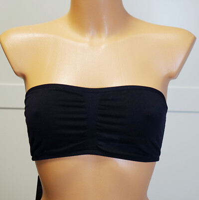 GUESS Seamless Bandeau Bralette Sports Bra Black Size M / L