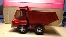 Buddy L Dump Truck w/Lever for Box Release Red Pressed Steel 8" Long