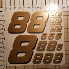 Gold w/Black Shadow #8's  Racing Numbers Vinyl Decal Sheet 1/10-1/12 Bolink
