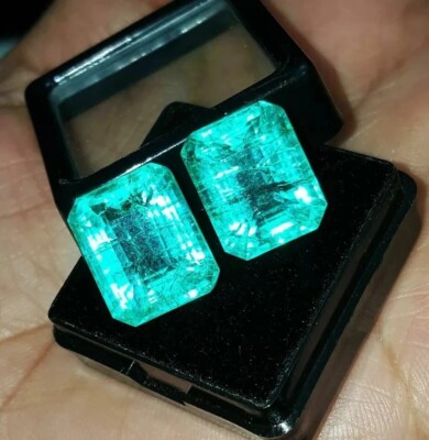 Emerald Natural Pair of Emerald Cut  9-10 Ct EGL Certified Loose Gemstone