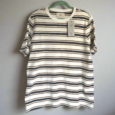 Folk Clothing Cotton Shirt Mens Extra Large XL Striped Ivory T-Shirt Radcliffe