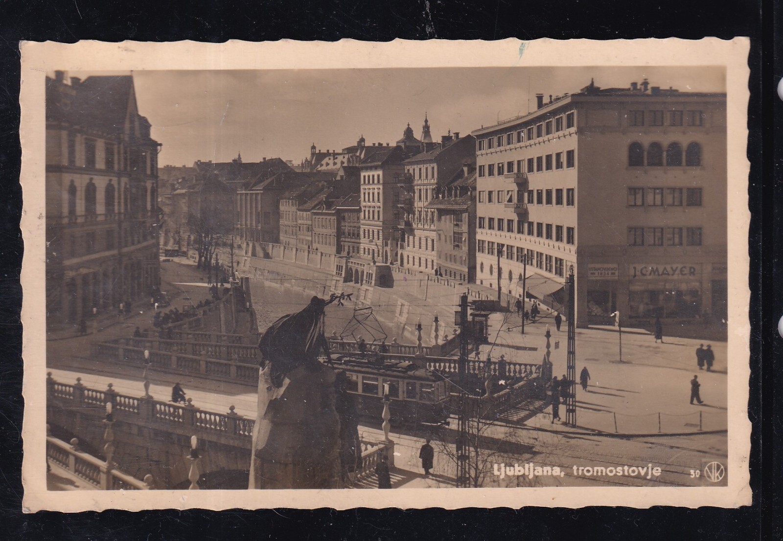 Cartolina Jugoslavia Ljubljana Tromostovje Tram FB362