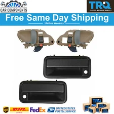 TRQ Textured Outside &Tan Inside Door Handle Kit For 1995-2001 Chevy GMC Pickup
