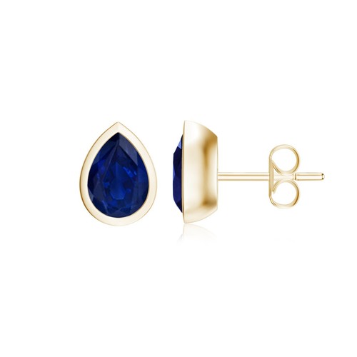 Pear Cut Natural Gemstone Stud Earring For Women Gift | Bezel Set in 14k Gold - Picture 36 of 121