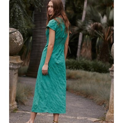 free people natalie midi dress FREE PEOPLE Natalya Solid Green Midi Dress XS