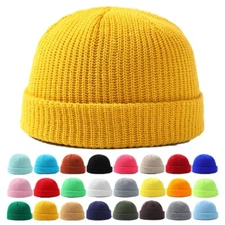Classic Winter Warm Hat Acrylic Knit Cuffed Beanie Cap Daily Skullcap Watch Hat