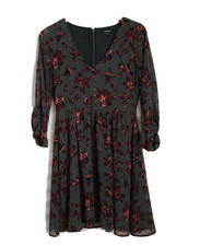 Madewell Moonblossom Ruffle Sleeve Dress Size 4 Winter Orchid Lined Buttons