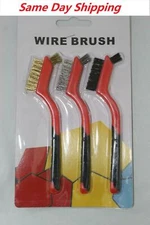 3 PCS Wire Brush Set - Nylon/Brass/Stainless Steel Bristles - 7in. Fast Shipping