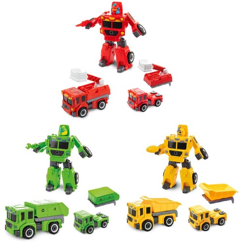 3er-Set Verwandlungs Roboter Feuerwehr, Kipplaster, Müllwagen - Bild 2 von 2