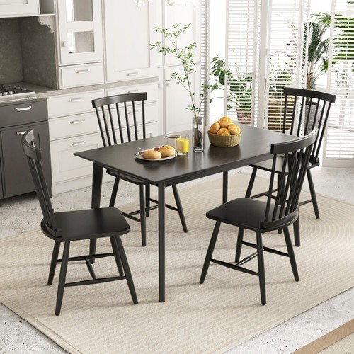 Set of 2 Windsor Dining Chairs Kitchen Home High Spindle Back Dining Chair Black - Picture 13 of 14