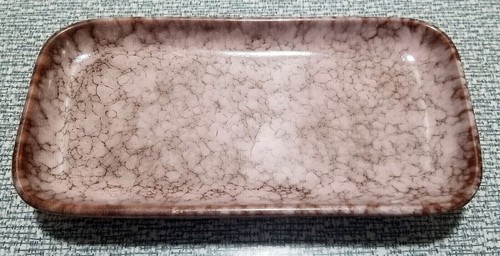 Vintage NAPCOWARE Knistern ROSA + BRAUN Schmuckstück TABLETT Füße National Potteries C-6235 - Bild 6 von 9