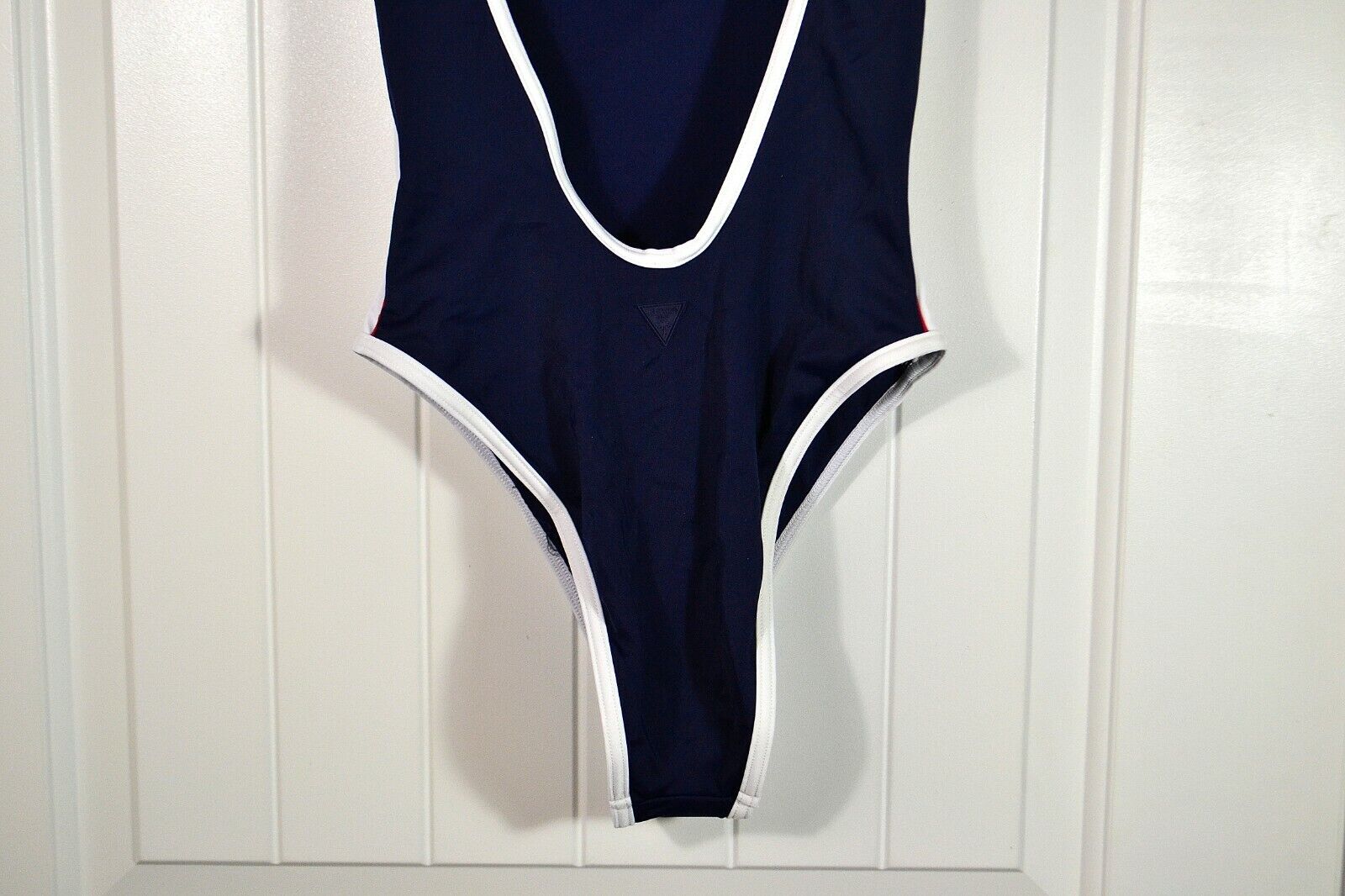 nwt women's guess low back swimsuit nightfall blue one piece