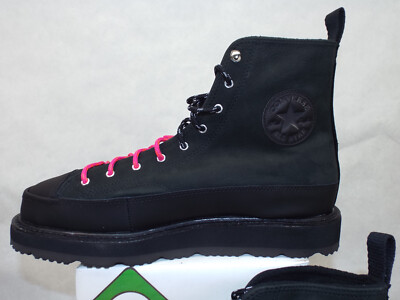 Mens 6 Womens 7.5 Converse CT Crafted Hiker Boot Hi Black Leather Boots 173213C