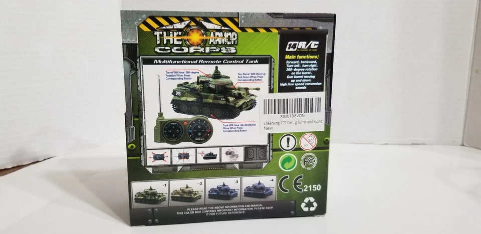 1:72 RC The Armor Tank Tiger torreta giratoria pistola móvil cañón sonidos nuevo en caja G4 Foto 2 de 4