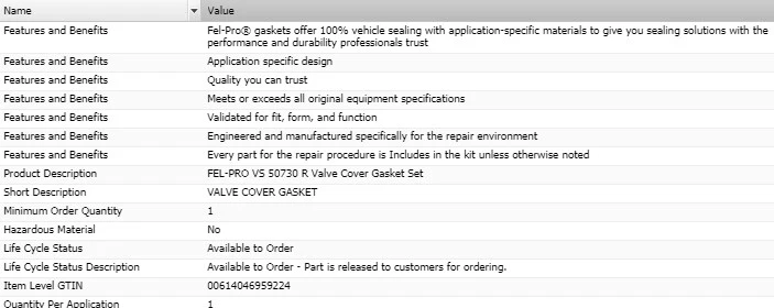 Juego de juntas de cubierta de válvula FEL-PRO para Chevrolet Aveo L4-1,6 L 2004-2008 Foto 2 de 4