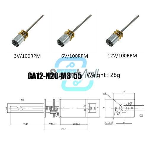 DC 3V 6V 12V 100RPM Micro Speed Reduction Gear Motor Wheel Shaft Metal Gearbox - Bild 4 von 118