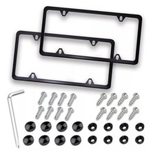 2pcs Slim Black Stainless Steel License Plate Frame 4 Hole For Dodgegmchonda