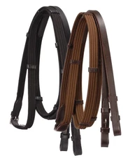 English Bridle Reins - Leather and Cotton Web - 54" by 3/4" - Black or Brown