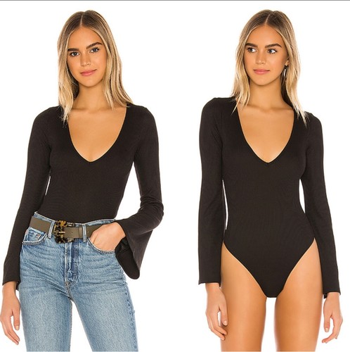 Free People Charli Bell Sleeve Bodysuit Black Size S 193465967350 | eBay