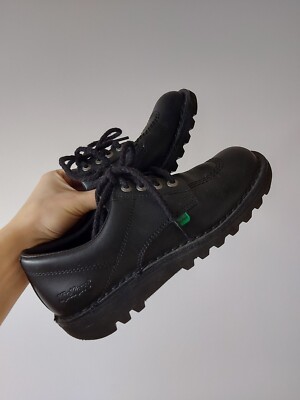 Kickers Kick Lo Classic Shoes Women's Aesthetic Black Leather US