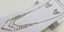 CRYSTAL RHINESTONE NECKLACE EARRINGS WOMEN'S SET Wedding Bridal Prom Party