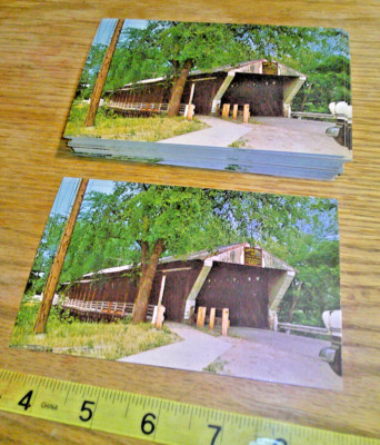 original Vintage Lot 50 covered bridge Newton Falls Ohio near Warren same scene