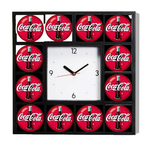 Vintage Large Hanover Coca-Cola Clock Square Wood Frame 14 X 14