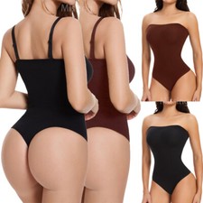 Women's Strapless Shapewear Thong Bodysuit Firm Tummy Control Full Body Shaper