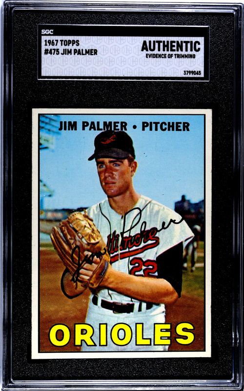 1967 Topps - Orioles Jim Palmer #475 SGC Authentic DEAD CENTERED BEAUTIFUL CARD