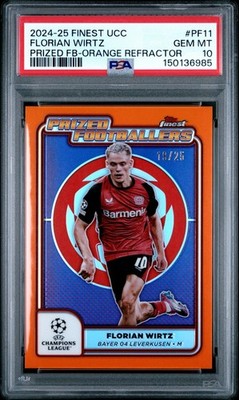 2024-25 Finest UEFA UCC Florian Wirtz Prized Footballers Orange PSA 10 /25 POP 1