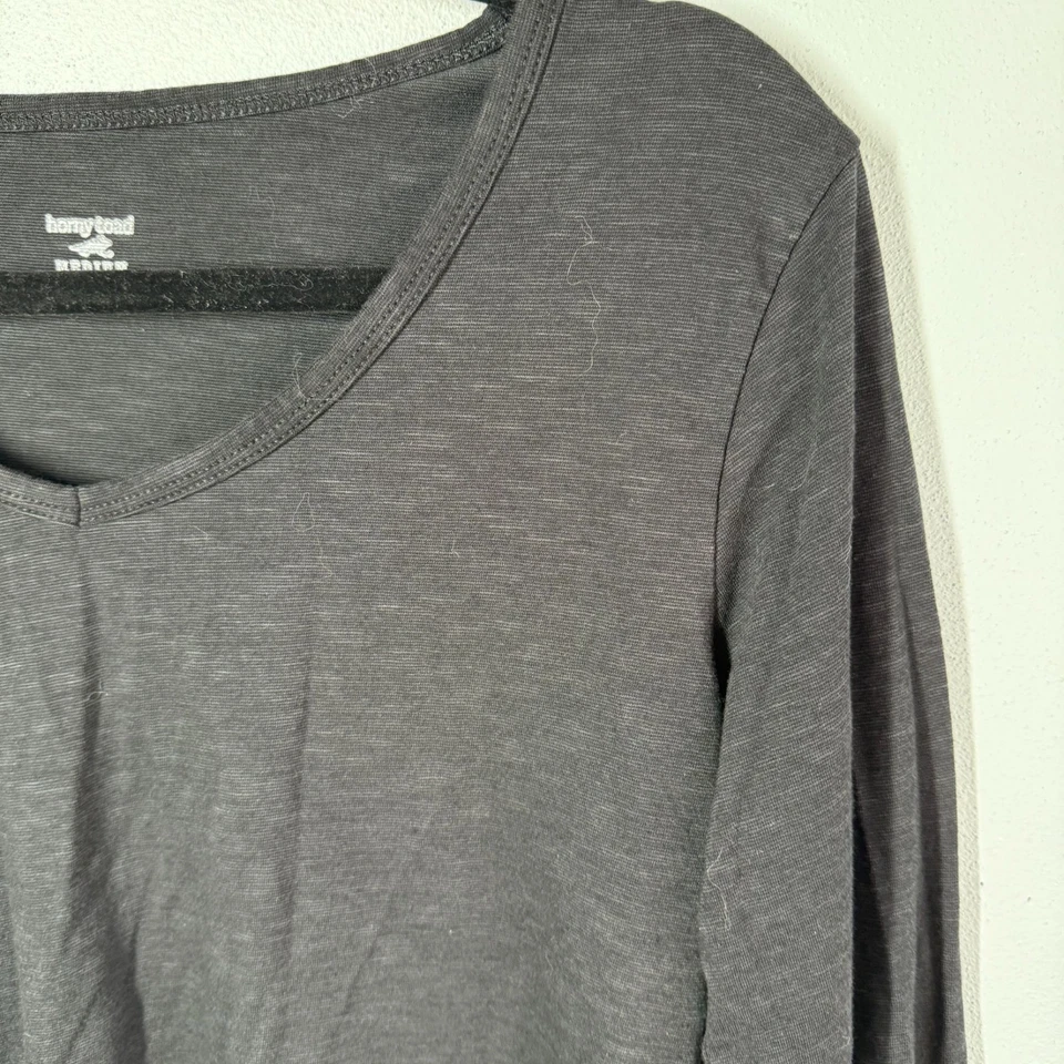 Top de mujer Horny Toad manga larga cuello en V mediano negro mezcla de lyocell informal Foto 4 de 4