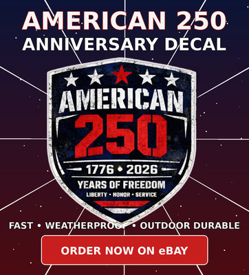 American 250th Anniversary Decal 1776-2026 Years of Freedom Patriotic Shield