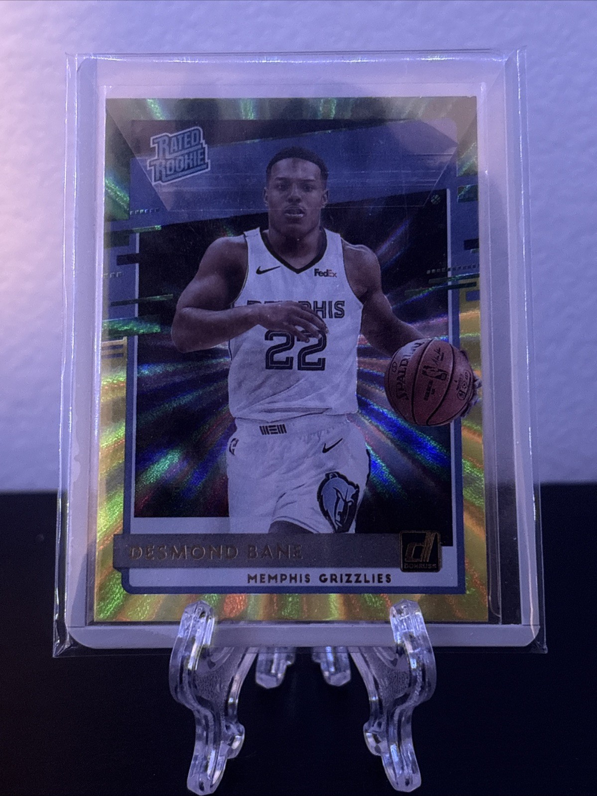 DESMOND BANE RC🔥 2020-21 Donruss #240 GREEN & YELLOW LASER Holo Rated Rookie 🔥