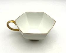 Antique Limoges L Bernardaud & Co Faceted Porcelain Cup White with Gold Trim FRC
