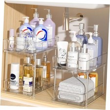 2 Tier Snap-Lock Bathroom Under Sink Organizers and 2 Pack - Snap Lock Clear