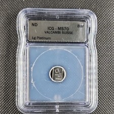 1 gram Platinum Bar - Valcambi Suisse - 999.5 Fine in graded icg slab MS70 2643.48 per troy oz