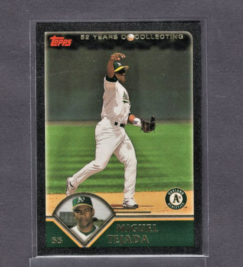 2003 TOPPS BLACK FOIL BORDER PARALLEL #77 MIGUEL TEJADA A'S FIRST SERIAL #01/52