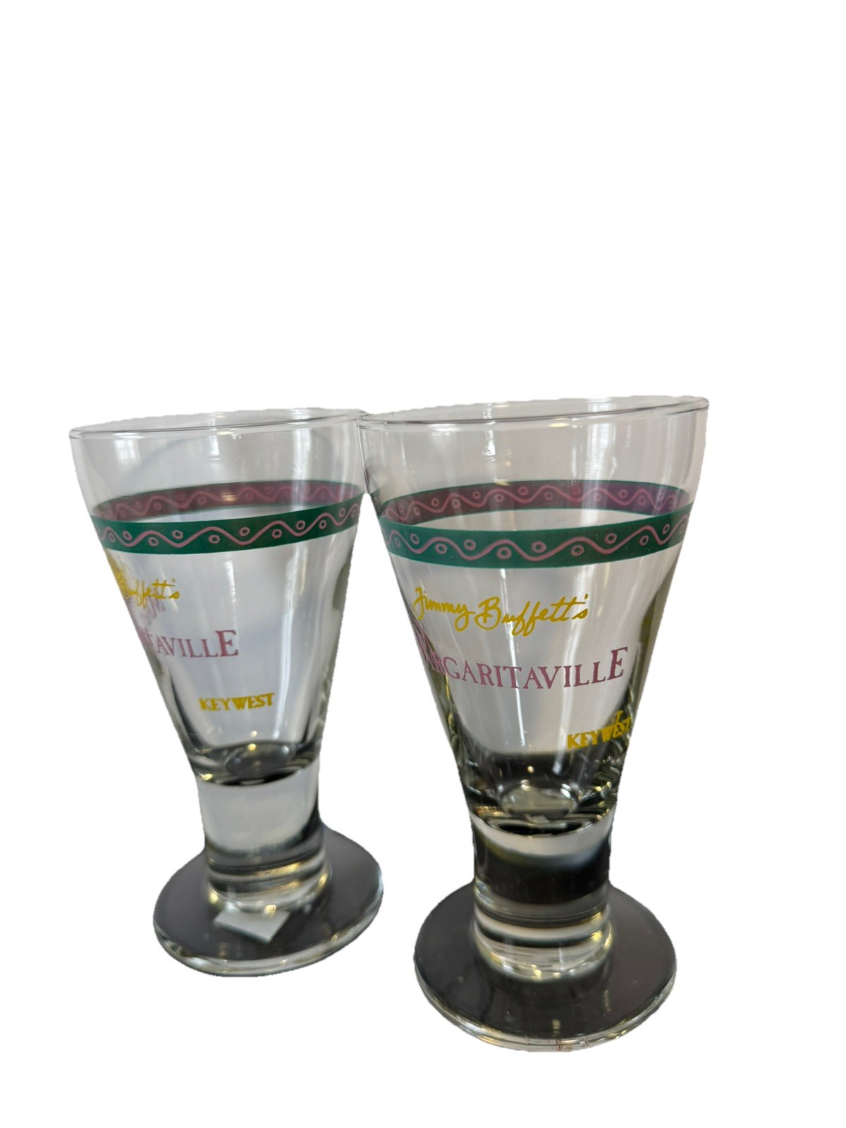 Jimmy Buffett’s  Margaritaville Key West Pair (Two) Cocktail Glasses Beer Wine