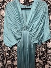 Zara Turquoise Satin Effect Pleated Jumpsuit With Waist Ring Size S 🍌 — photo 2