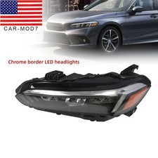 For 2022 2023 2024 Honda Civic Sedan Led Headlight Assembly Chrome Left Side